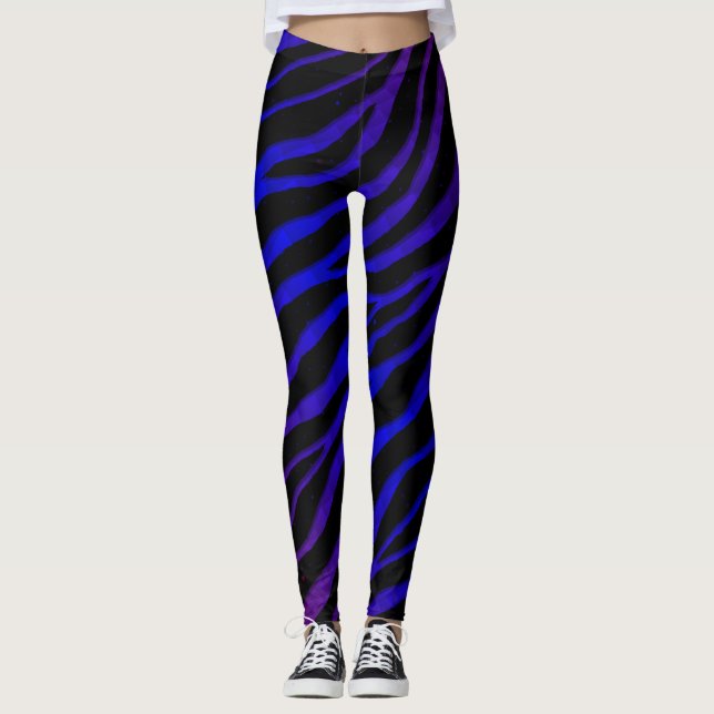 Ripped SpaceTime Stripes - Lila/blau Leggings (Vorderseite)