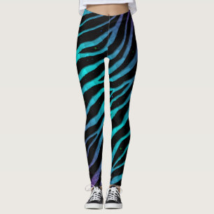 Ripped SpaceTime Stripes - Lila/Cyan Leggings