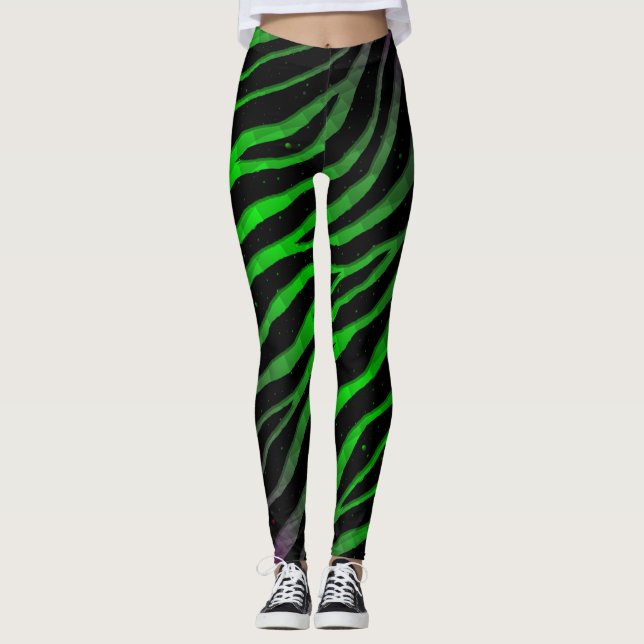 Ripped SpaceTime Stripes - Lila/grün Leggings (Vorderseite)