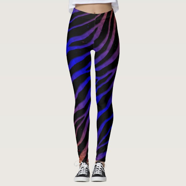 Ripped SpaceTime Stripes - Orange/Blau Leggings (Vorderseite)