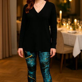 Rippeleffekt: Abstrakt blau auf schwarz Leggings