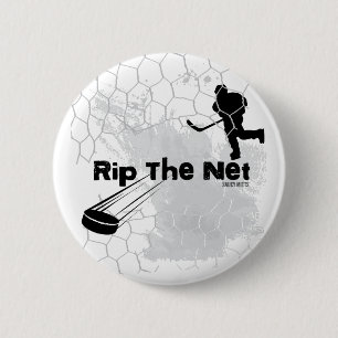 Rippen Sie den Pinback des Netzhockeyspielers Button