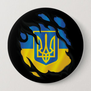 Rippfahne der Ukraine Button