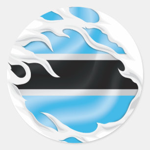 Rippfahne von Botswana Runder Aufkleber