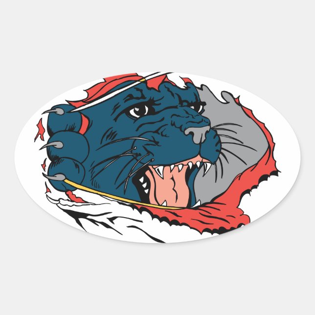 Ripping des schwarzen Panther Ovaler Aufkleber (Vorderseite)