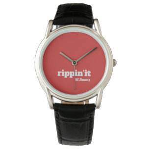 Rippin'it Ein Word Skater Lingo Text mit Name Armbanduhr