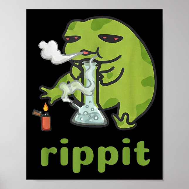 Rippit Frosch Stoner Unkraut Raucher Lustig _1  Poster (Vorne)