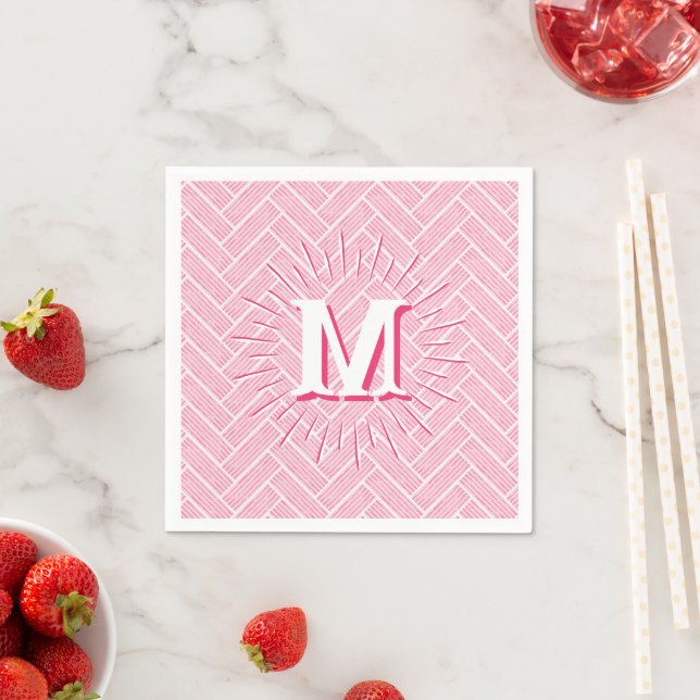 Ripple Herringbone in Rosa Personalisiert Serviette (Beispiel)