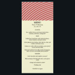 Ripple Red Stripes Wedding Menu Card Menükarte<br><div class="desc">Lassen Sie sich von Ihrem Hochzeitsmenü verzaubern und lassen Sie sich vom Versprechen eines guten Essens begeistern. Das Ripple Rot und Creme Design zeichnet sich durch einen "kleinen Augenblick führen zu großen Momenten" thematischen geometrischen Muster mit einem Blick auf geschwungene Streifen.</div>