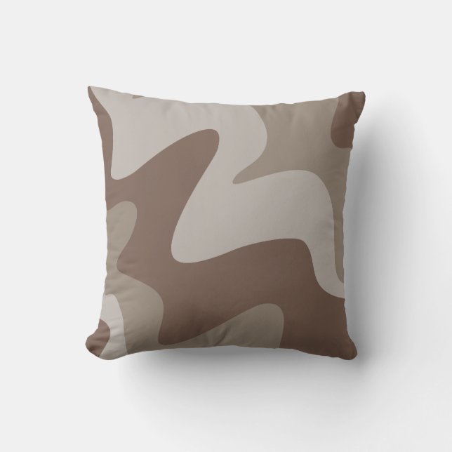 Ripple Rhythm Taupe Gray Throw Kissen (Vorderseite)