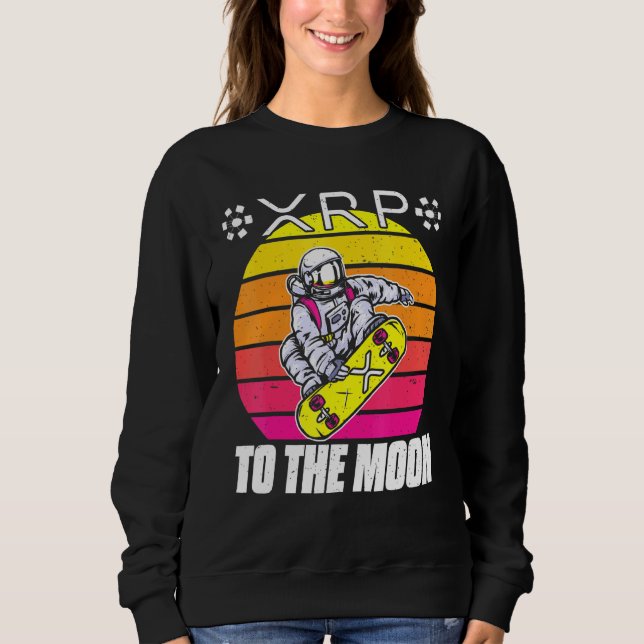 Ripple XRP Astronaut Retro Sunset Blockchain Sweatshirt (Vorderseite)