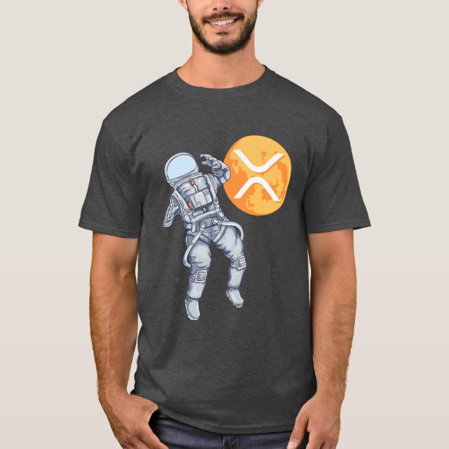Ripple XRP Kryptowährung - Crypto Astronaut T-Shirt (Vorderseite)