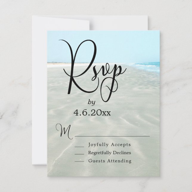 Rippled Sand Aqua Water Foto Modernes Beach Weddin RSVP Karte (Vorderseite)