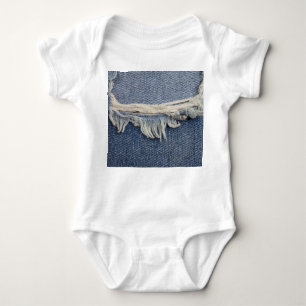Rippte Jeans Textur, stilvoller Hintergrund. Baby Strampler