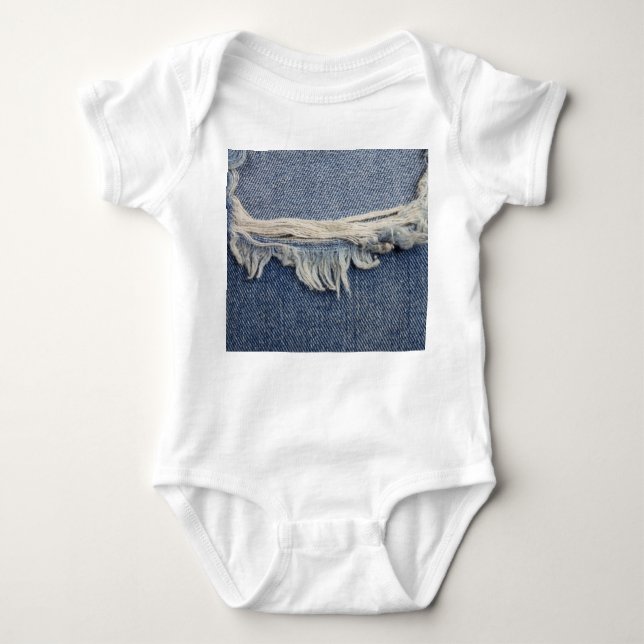 Rippte Jeans Textur, stilvoller Hintergrund. Baby Strampler (Vorderseite)