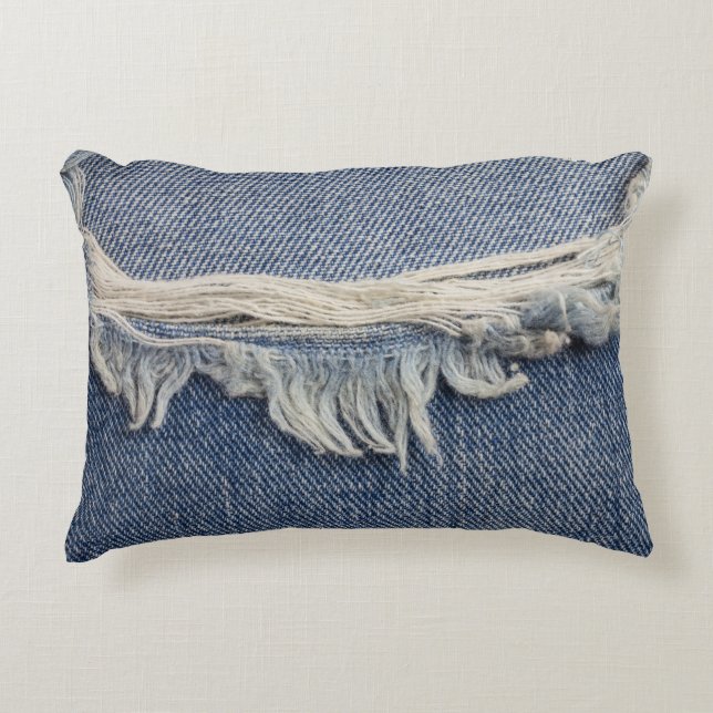 Rippte Jeans Textur, stilvoller Hintergrund. Dekokissen (Vorderseite)
