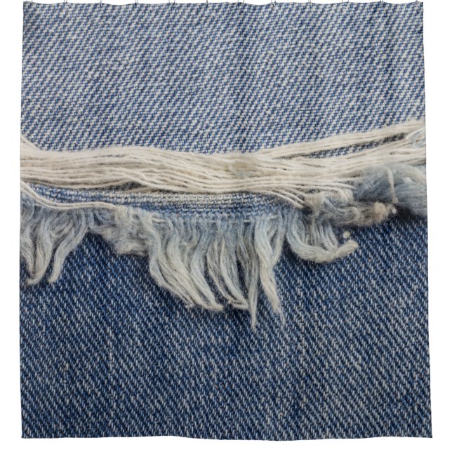 Rippte Jeans Textur, stilvoller Hintergrund. Duschvorhang (Vorderseite)