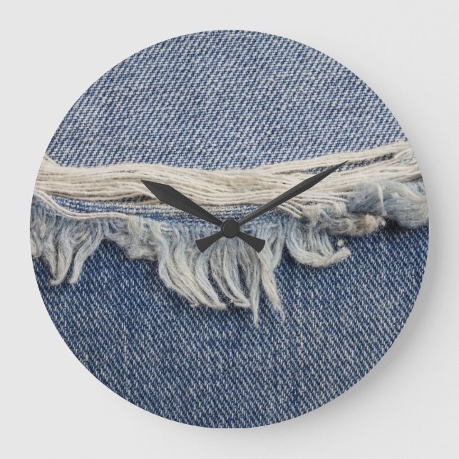 Rippte Jeans Textur, stilvoller Hintergrund. Große Wanduhr (Vorderseite)