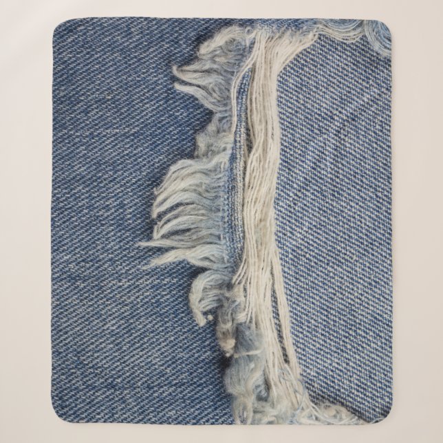 Rippte Jeans Textur, stilvoller Hintergrund. Sherpadecke (Vorderseite)