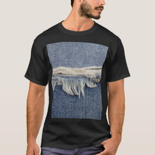 Rippte Jeans Textur, stilvoller Hintergrund. T-Shirt