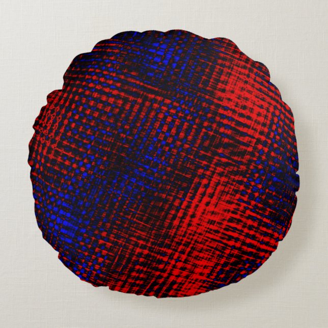 Riscos vermelhos cruzados e fundo azul? rundes kissen (Vorderseite)