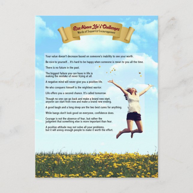 Rise Above Life's Challenges-humor, hope & courage Postkarte (Vorderseite)