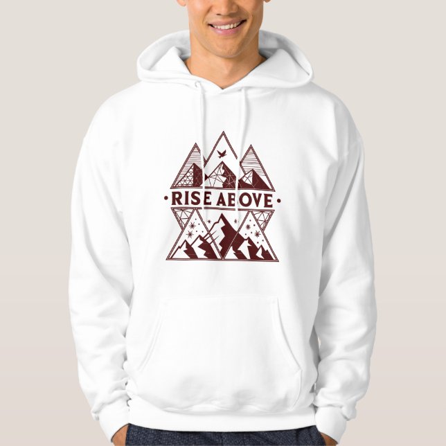 Rise Above Mountain Hoodie – Minimal Geometric Ill (Vorderseite)