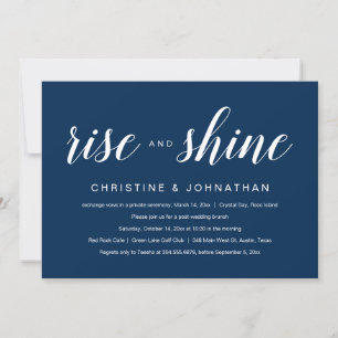 Rise and Shine, Navy Blue Wedding Elopement Invita Einladung