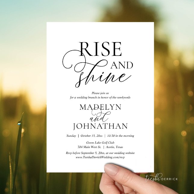 Rise and Shine, Post Hochzeit Brunch Celebration Einladung (Rise and Shine, Post wedding Brunch Celebration Invitation Card, Modern Classy theme, Downloadable)