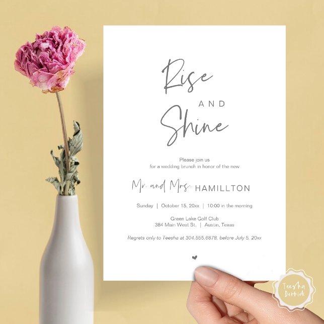 Rise and Shine, Post Hochzeitsfeier Einladung (Rise and Shine, Post Wedding Brunch Invitation Card, PDF, in Dark Grey )