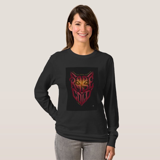 Rise Bold Wolf Typografie Langarmshirt T-Shirt (Vorne ganz)