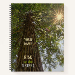 RISE Inspirationelles Foto von Sequoia zum Himmel Notizbuch