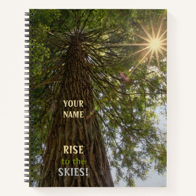 RISE Inspirationelles Foto von Sequoia zum Himmel Notizbuch (Vorderseite)