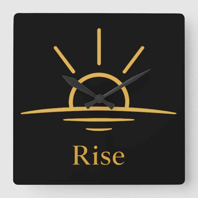 Rise — Minimalist Sunrise Quadratische Wanduhr (Vorderseite)