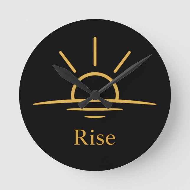 Rise — Minimalist Sunrise Runde Wanduhr (Vorderseite)