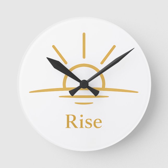 Rise — Minimalist Sunrise Runde Wanduhr (Vorderseite)