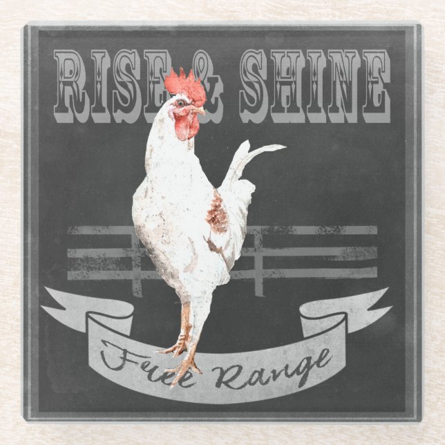 Rise & Shine Rooster Glasuntersetzer (Vorderseite)