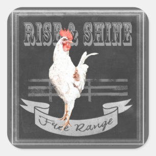 Rise & Shine Rooster Quadratischer Aufkleber