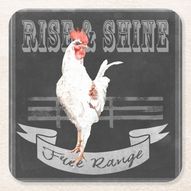 Rise & Shine Rooster Rechteckiger Pappuntersetzer (Vorderseite)