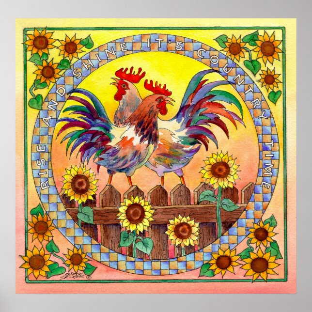 RISE & SHINE ROOSTERS VON SHARON SHARPE POSTER (Vorne)