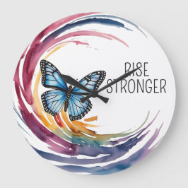 Rise Stronger Themed Große Wanduhr