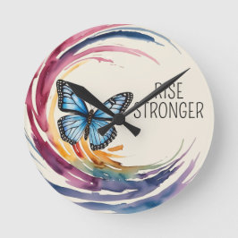 Rise Stronger Themed Runde Wanduhr