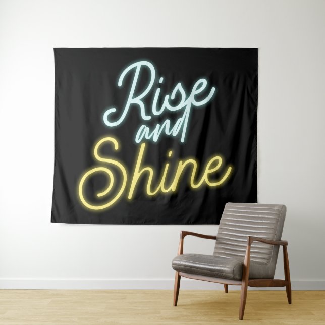 Rise und Shine Neon Sign Wandteppich (Beispiel (Horizontal))