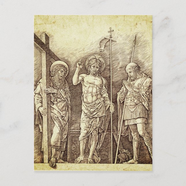 Risen Christ zwischen St. Andrew und St. Longinus Postkarte (Vorderseite)