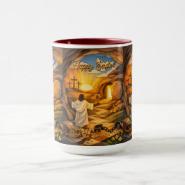 Risen Jesus Empty Tomb 3D Papercut Easter Combo Tasse