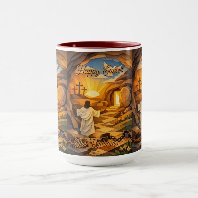 Risen Jesus Empty Tomb 3D Papercut Easter Combo Tasse (Zentrum)