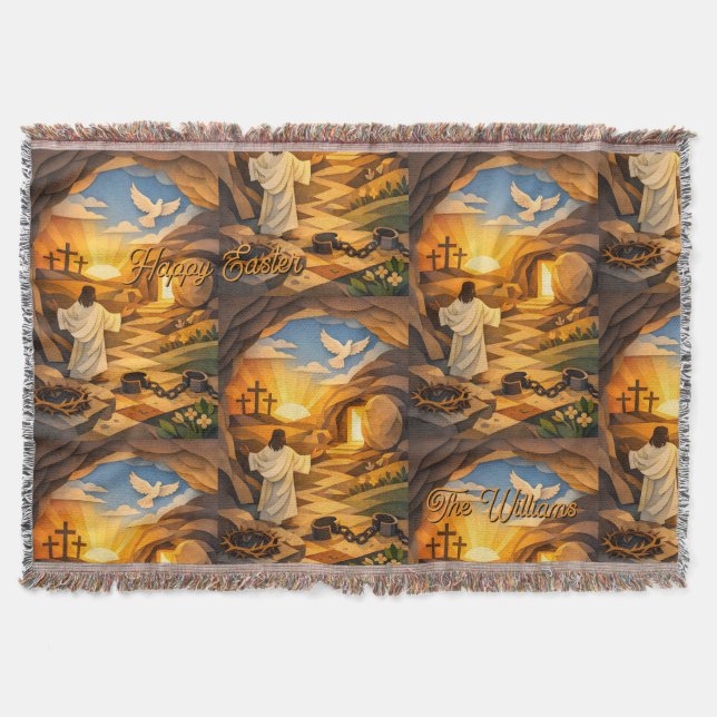 Risen Jesus Empty Tomb 3D Papercut Easter Decke (Vorderseite)