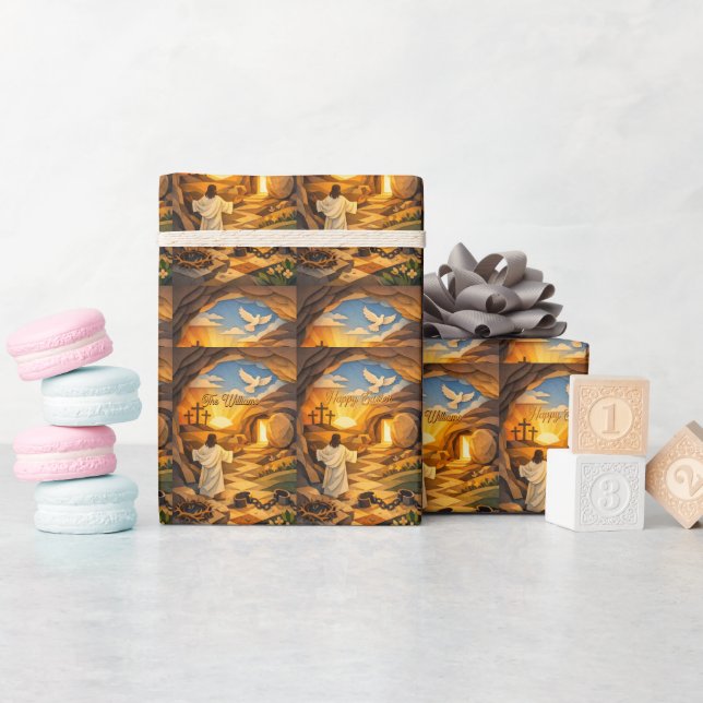 Risen Jesus Empty Tomb 3D Papercut Easter Gift Geschenkpapier (Babyparty)