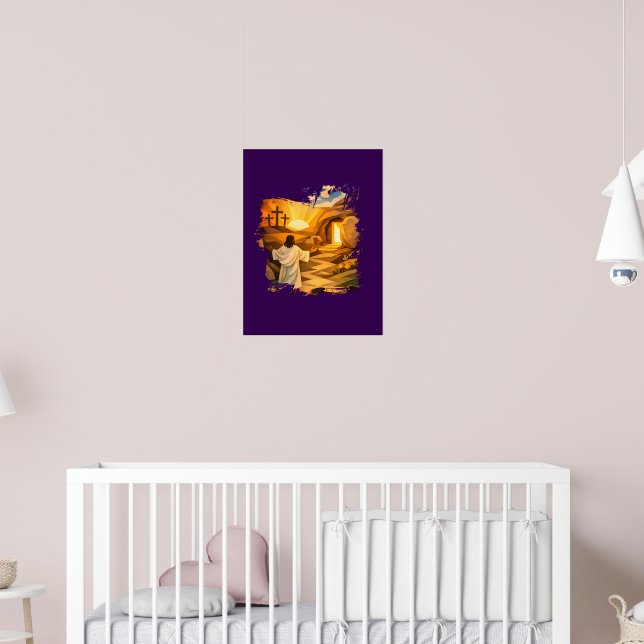 Risen Jesus Empty Tomb 3D Papercut Easter Wall Art Poster (Kinderzimmer 2)