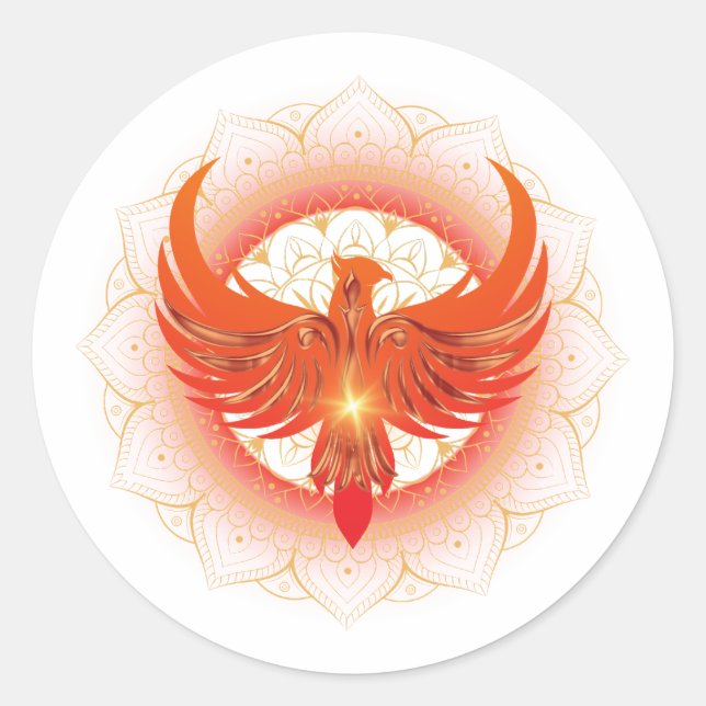 Rising Phoenix Mandala Runder Aufkleber (Vorderseite)
